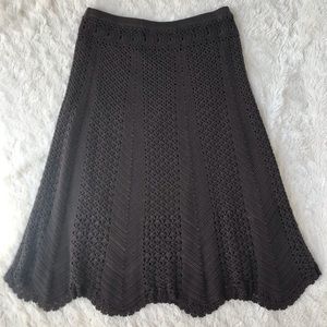 Cynthia Steffe Brown Crochet A-Line Skirt S/P